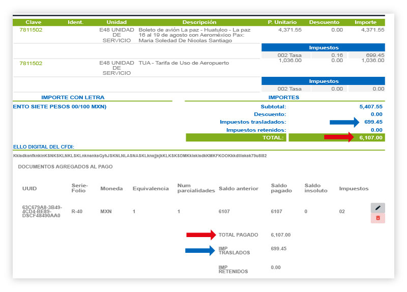 Validamos los datos del documento y la factura